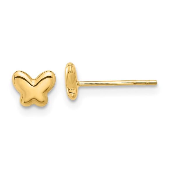 Kazi Luxury 14k Yellow Gold Polished Butterfly Post Earrings